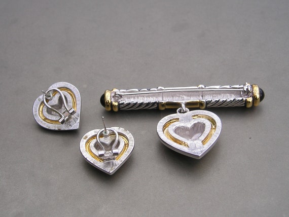 Vintage Two Toned Gold Silver plate Heart Crystal… - image 7