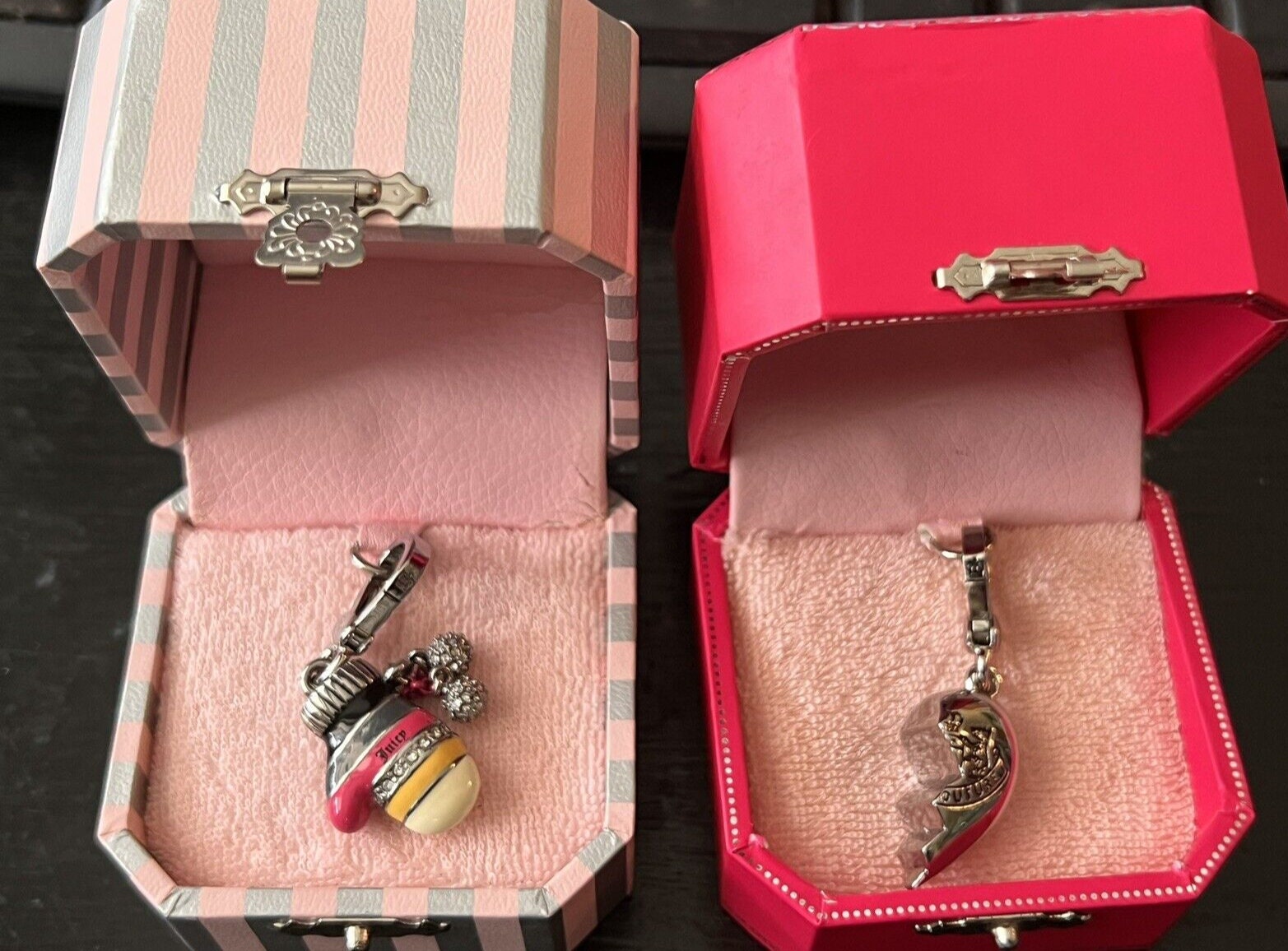Juicy Couture Official Charm Bracelet Rainbow Charm Bracelet Trendy  Bracelet for Her Mother's Jewelry Gift Set Juicy Make up Bag LGBTQ Gift 