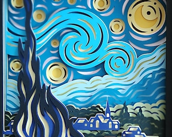 Starry Night 3D Paper Art