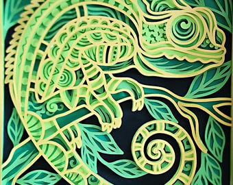 Chameleon 3D Paper Art