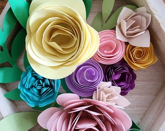 3D Paper Flower Arrangement in Shadowbox