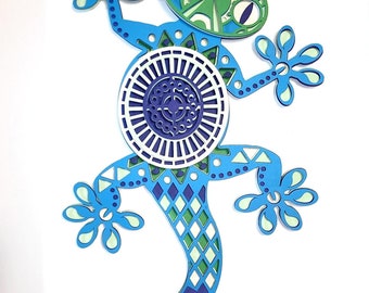 Gecko 3D Paper Art in Shadowbox
