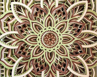 9" Multilayer 3D Paper Mandala in Wooden Shadowbox