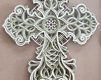 11" x 14" Multilayer 3D Celtic Cross Paper Art
