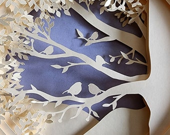 12" Tree of Life Paper Art, framed