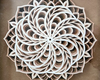 12-inch meerlaagse 3D-papierkunstmandala, ingelijst