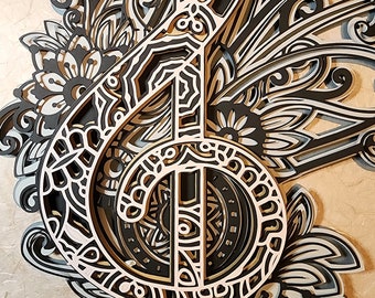 11" x 14" Musical Clef 3D Paper Art