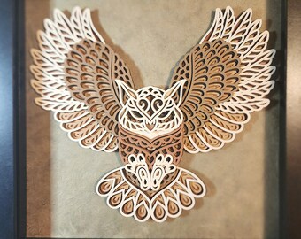 Flying Eagle 3D Paper Art in Shadowbox
