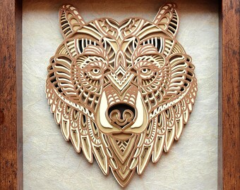 Bear Head 3D paper art