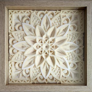 9" flerskiktad mandalapapperskonst, i shadowbox