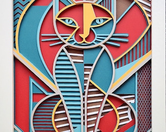 3D Paper Art Deco Cat