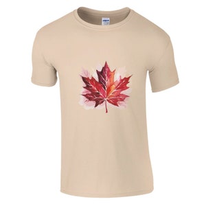 メープルリーフシャツ、カナダデーTシャツ、カナダ人へのギフト、カナダシャツ、カナダTシャツ、ユニセックスTシャツ、レディースTシャツ Natural