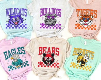 BELLA CANVAS Varsity Mascot Custom Tees - Design Your Own School Spirit Shirts - Unlimited Mascot Styles - Celebrate Team Pride & Unity