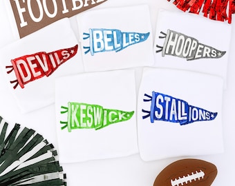 CUSTOM Vintage Watercolor Pennant Mascot Png, High School college football, Homecoming Pennant PNG, Custom Spirit Tee Png, Custom Colors PNG