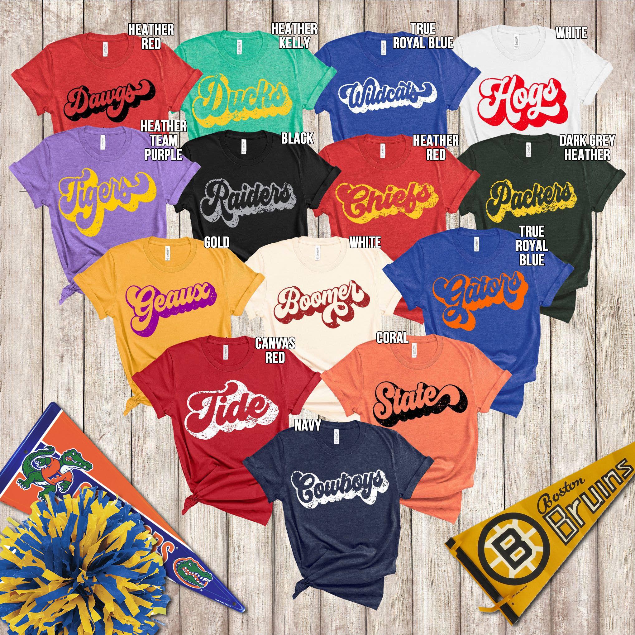 BELLA CANVAS Custom Groove Mascot Tee, School Spirit Shirt, Baseball Football Spirit Shirt, Mascot Team Name Shirt, Retro Mascot Shirt
