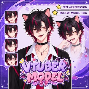 Aangepast VTuber-bustemodel + tuigage | Live2D-commissie | Digitale bestandslevering