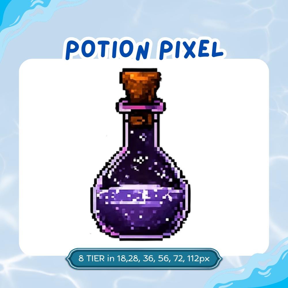 Magic Potion Pixel Art Icons – RPG Game Assets, Twitch Badges (digital ...