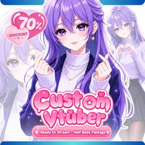 Pacchetto VTuber personalizzato a mezzo corpo / Rigging del modello + PFP / 2 opzioni di pacchetto