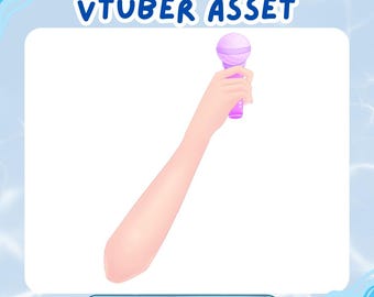 VTuber Armhållande Mikrofon-resurs | Hand med Mikrofon PNG | VTuber Toggle-prop för Sång och Karaoke | Streaming PNG-resurs