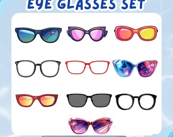 Cute Twitch Glasses PNG Pack | VTuber Sunglasses Asset | Stream Overlay Glasses | PNG Glasses for PNGTuber | Glasses PNG Asset for Streamer