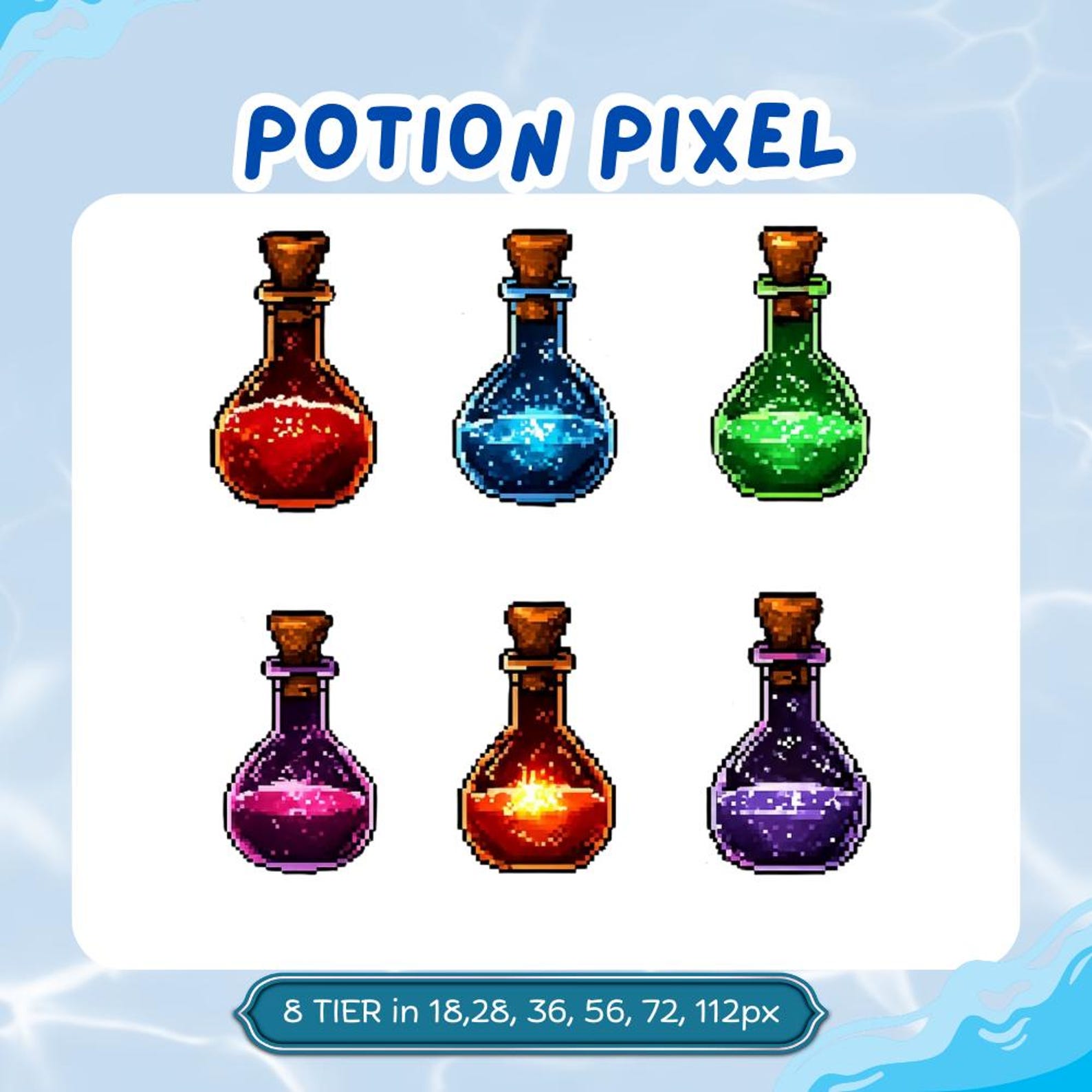 Magic Potion Pixel Art Icons – RPG Game Assets, Twitch Badges (digital ...