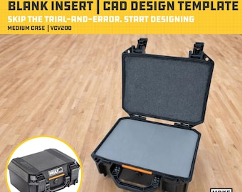 Plantilla CAD para inserto en blanco Pelican Vault V200 (VCV200) / Archivo STL para impresión 3D para diseño de organizador personalizado