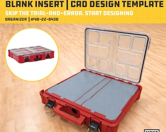 Plantilla CAD de inserción en blanco para organizador de paquetes Milwaukee (48-22-8430) / STL de impresión 3D para diseño de organizador personalizado