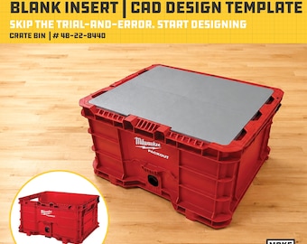 Plantilla CAD para inserto en blanco de caja Milwaukee Packout (48-22-8440) / Archivo STL para impresión 3D para diseño de organizador personalizado