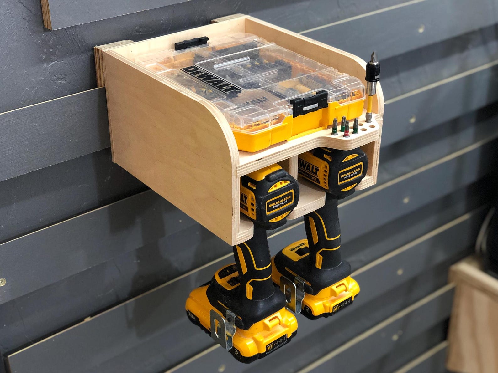 Single Power Drill Rack Dual Drill Holder Build Plans – DIY Cordless Drill Rack With Bit ...
