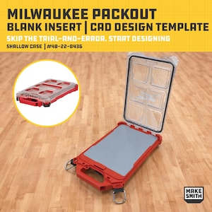 Milwaukee Packout SHALLOW Case Blank Insert CAD Template (48-22-8436) | 3D Print STL for Custom Organizer Design