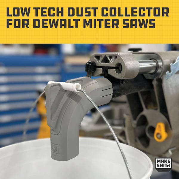 STL FILE (Digital Only) – Dewalt Miter Saw Dust Collector for 5-Gallon Bucket | 3D Print Your Own
