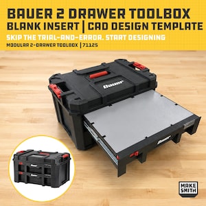 Bauer Werkzeugkasten mit 2 Schubladen: CAD-Vorlage für Rohlinge | 3D-Druck-STL-Datei für individuelle Organizer-Designs