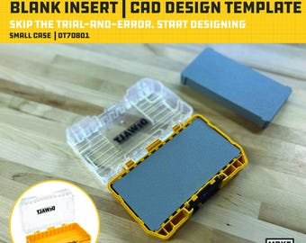 Plantilla CAD de inserción en blanco para caja resistente pequeña Dewalt (DT70801) / STL de impresión 3D para diseño de organizador personalizado