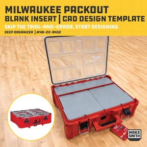 Milwaukee Packout Deep Organizer Blank Insert CAD Template (48-22-8432) | 3D Print STL for Custom Organizer Design