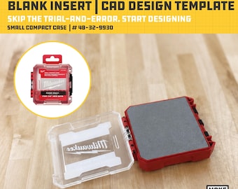 Plantilla CAD para insertar en blanco en la caja compacta pequeña de Milwaukee (48-32-9930) / Archivo STL para impresión 3D para diseño de organizador personalizado