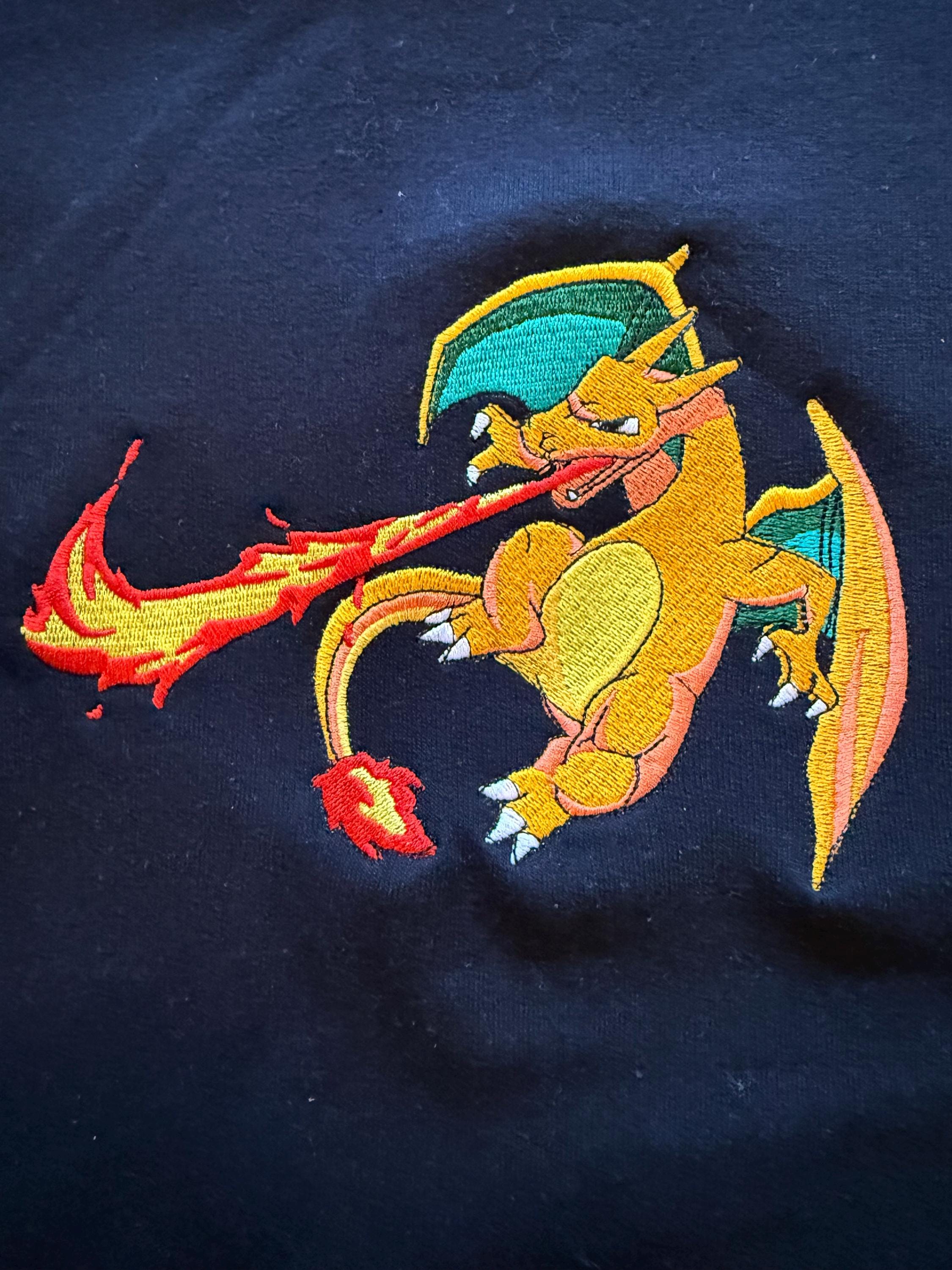 Anime Pokemon embroidery, embroidered sweatshirt, shirt, hoodie, tee Charizard