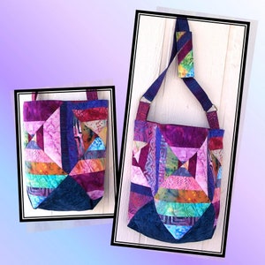 DONT WORRY, Be HIPPY Tote Bag Pattern - B J Q  124 --- Printable Download Pdf E-Pattern Diy Free Shipping Digital Pattern Blue Purple Pink