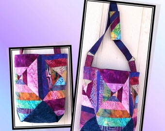 DONT WORRY, Be HIPPY Tote Bag Pattern - B J Q  124 --- Printable Download Pdf E-Pattern Diy Free Shipping Digital Pattern Blue Purple Pink