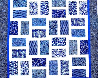 H IS For HAWAII Quilt Pattern - B J Q 103 --- Printable Download Pdf E-Pattern Diy Free Shipping Digital Pattern Blue White Batik