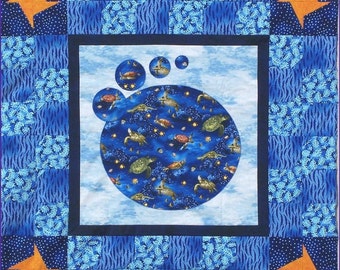 UNDER THE SEA Quilt Pattern - B J Q 127 --- Printable Download Pdf E-Pattern Diy Free Shipping Digital Pattern Sea Turtle Blue Wall Hanging