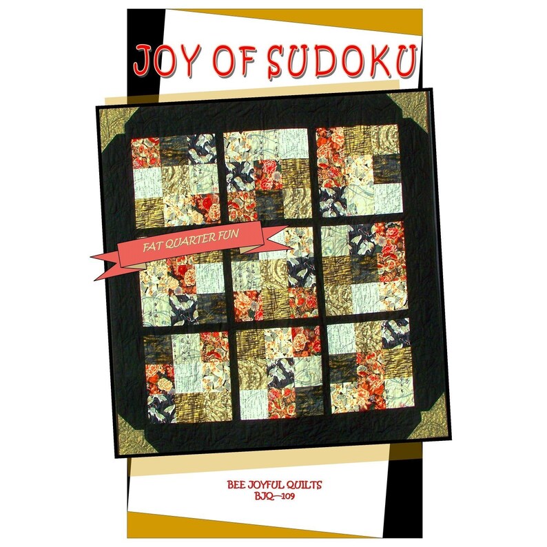 JOY OF SUDOKU Quilt Pattern B J Q 109 Printable Download Pdf E-Pattern Diy Free Shipping Digital Pattern Black Gold White Red Asian image 4