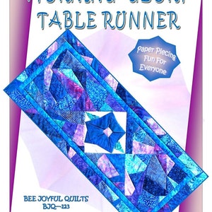 MORNING GLORY Table Runner Pattern B J Q 123 Printable Download Pdf E-Pattern Diy Free Shipping Digital Pattern Batik Blue Purple image 4