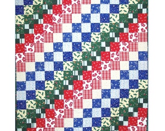 BITS & PIECES Quilt Pattern - B J Q 105 --- Printable Download Pdf E-Pattern Diy Free Shipping Digital Pattern Squares Red White Blue Green