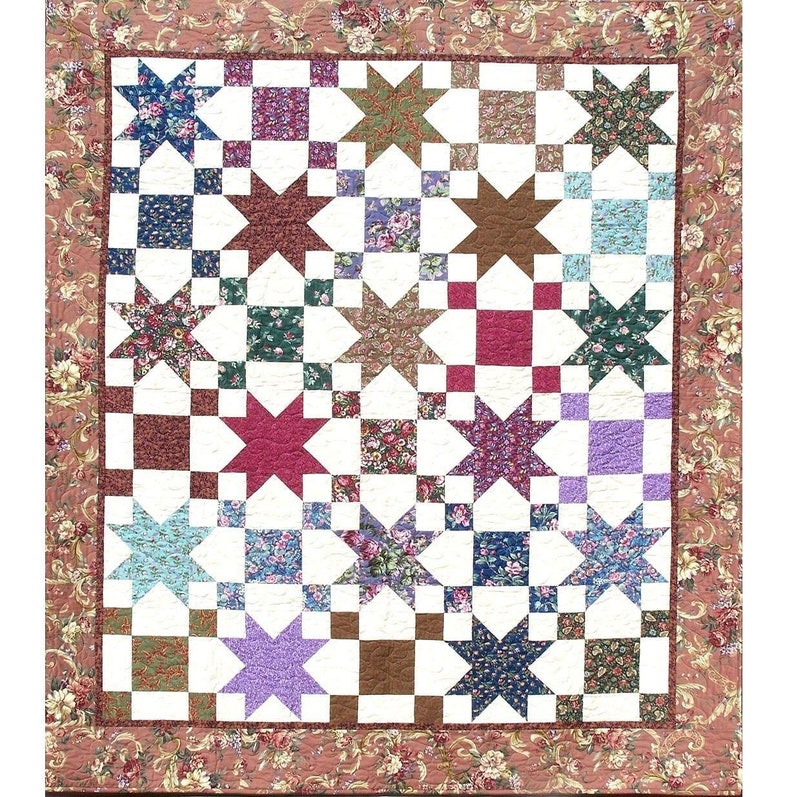 stars patience quilt e pattern b j q 107 printable etsy