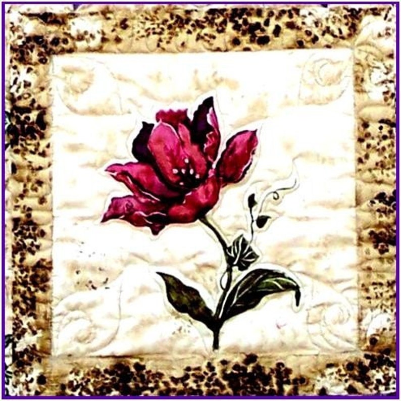 IVY IN My GARDEN Quilt E-Pattern B J Q 102 Printable Download Pdf Diy Free Shipping Digital Purple Green Beige Rose Iris Flower Throw image 4