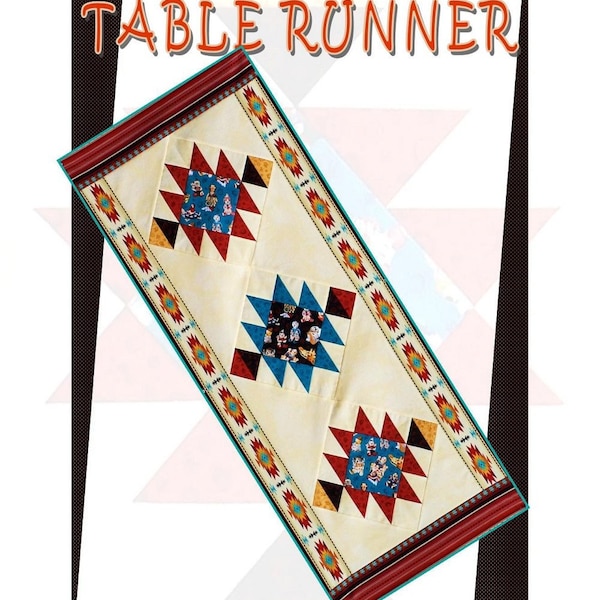 SOUTHWEST Table Runner Pattern - B J Q 120 --- Printable Download Pdf E-Pattern Diy Free Shipping Digital Pattern Terra Cotta Teal Turquoise