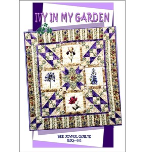 IVY IN My GARDEN Quilt E-Pattern B J Q 102 Printable Download Pdf Diy Free Shipping Digital Purple Green Beige Rose Iris Flower Throw image 5