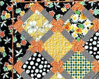 HOT SPOTS Quilt Pattern - B J Q 112 --- Printable Download Pdf E-Pattern Diy Free Shipping Digital Pattern Yellow Orange Black White