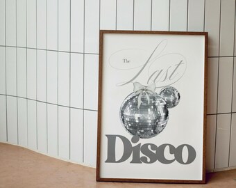 Last Disco Bachelorette Welcome Sign, Retro Silver (Editable Canva Template)