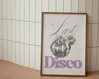 Last Disco Bachelorette Party Sign, Lilac Chrome Decor (Canva Template)